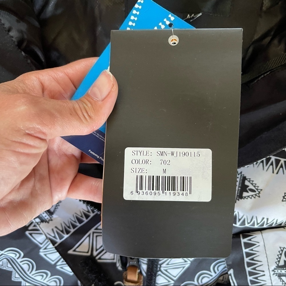 NEW SMX Ski Snowboard Jacket Black Aztec Print Black White Size Medium NWT - Picture 13 of 16